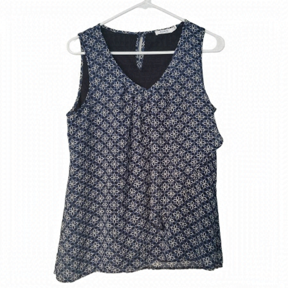 Ricki's blue black white blouse top size 4 medium - Picture 1 of 4
